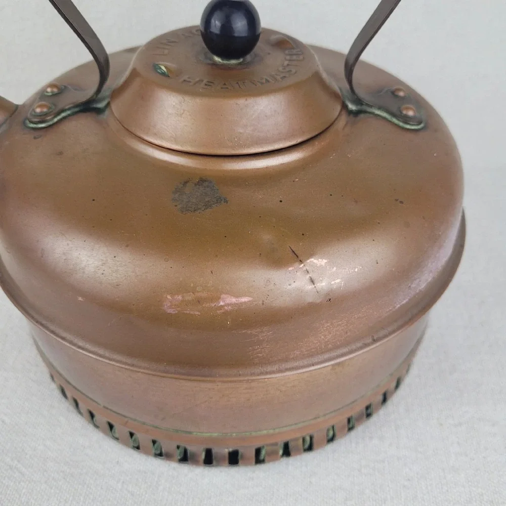 Vintage Linaglow Heatmaster Copper Rapid Boil Tea Kettle Vented Base